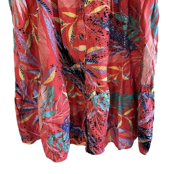 Beachlunchlounge Tropical Mini Dress Braided Straps Colorful Button Front XXL - Picture 7 of 14